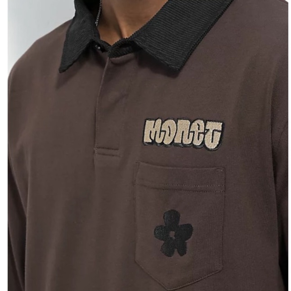 Monet Dark Brown Polo with Black Collar